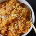 Carrot Sheera in a bowl with spoon
