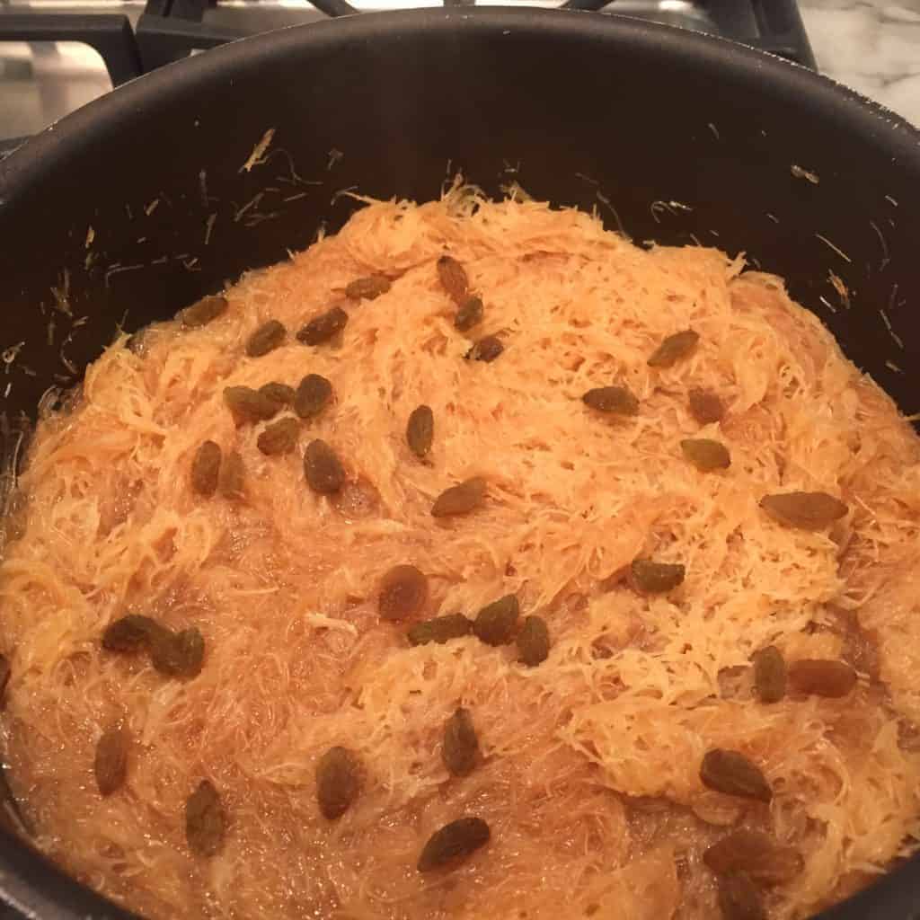 Vermicelli Sheera garnished with raisins 