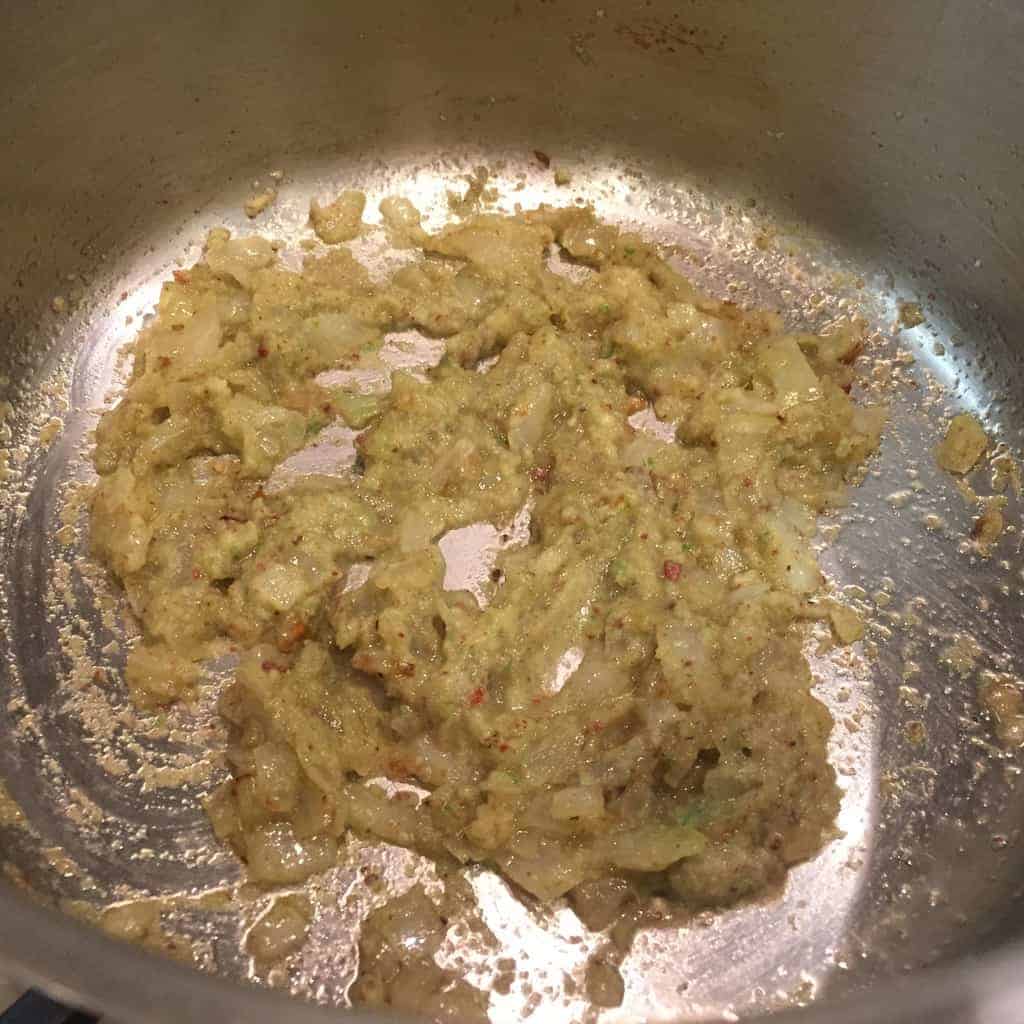 Sauteed onions, ginger garlic and spices 