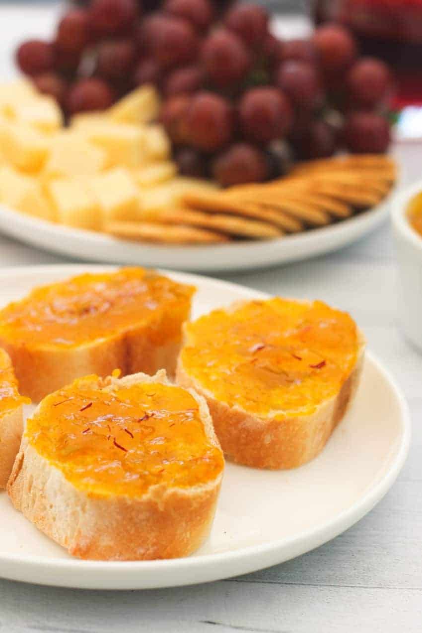 mango jam served on baguette 