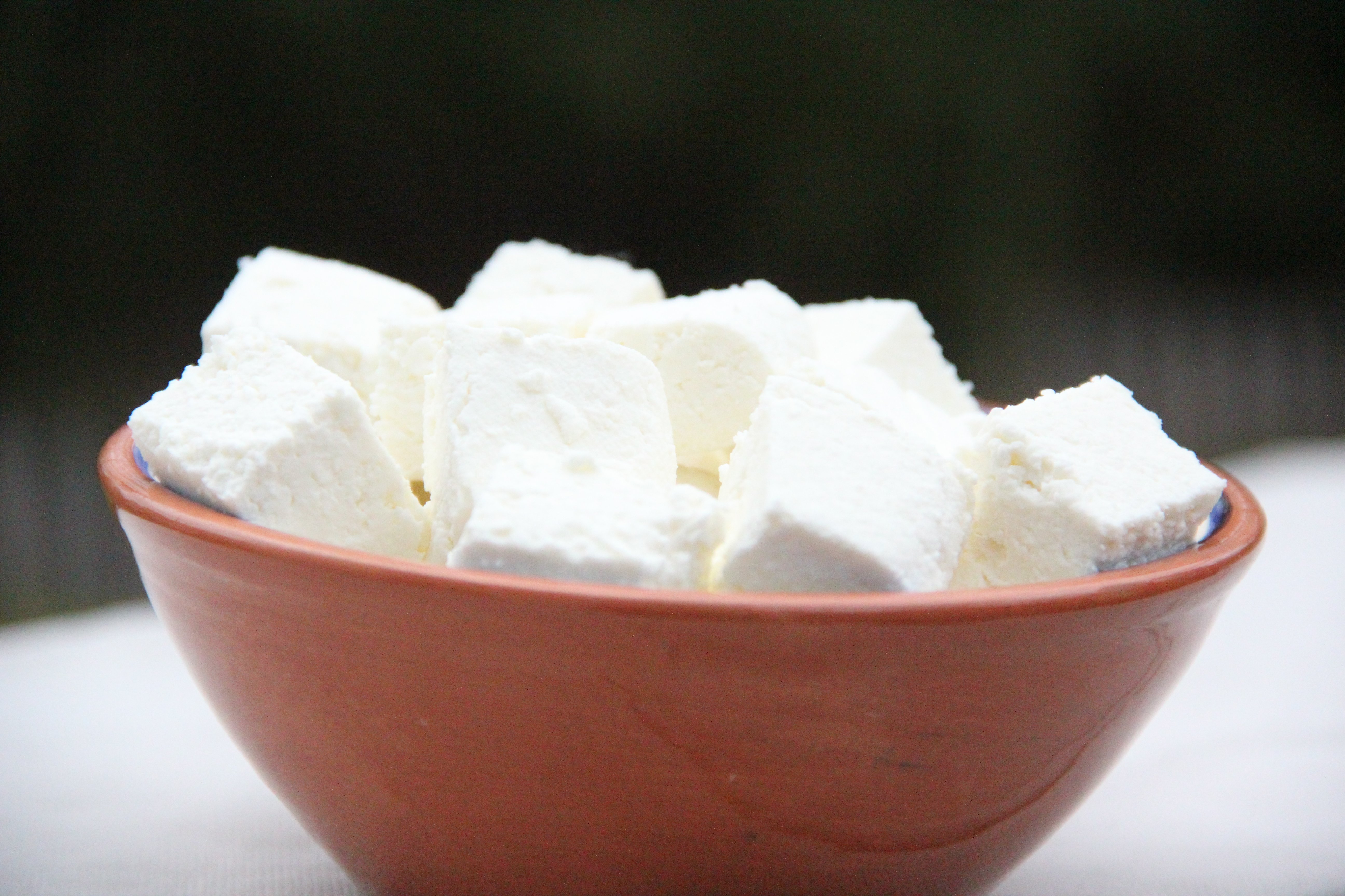 cubed paneer in a bowl 
