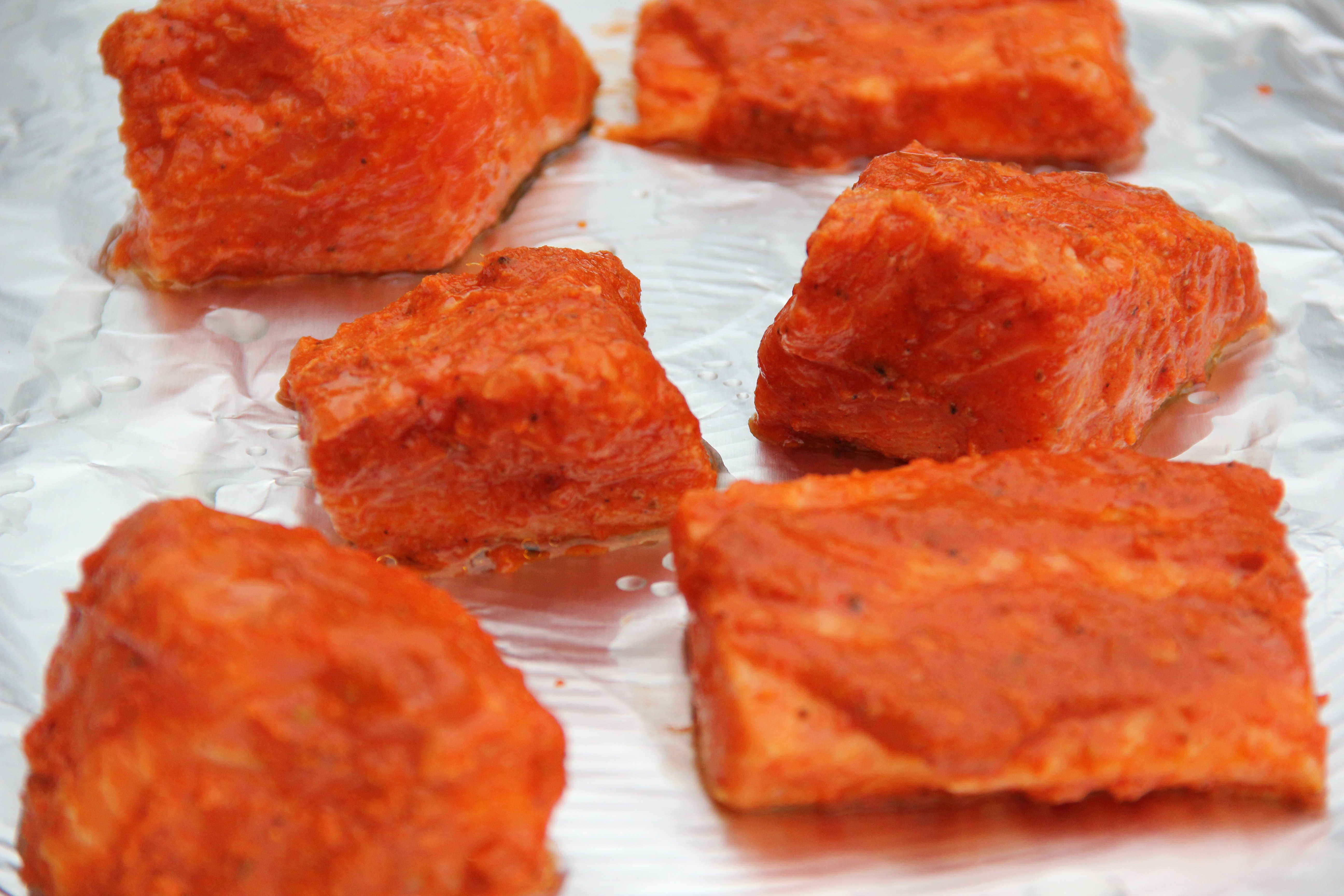 Tandoori salmon - ready to be grilled 