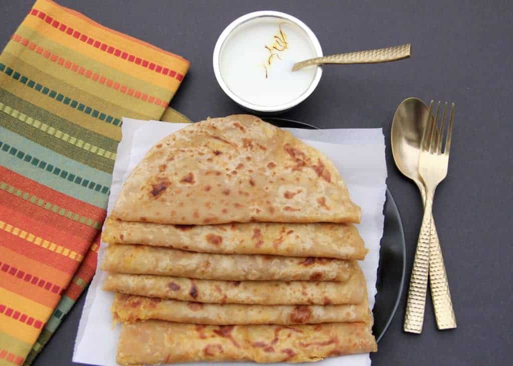 Puran Poli with saffron milk 