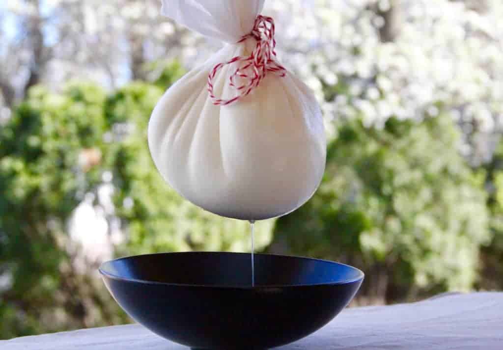 hung yogurt in a chessecloth