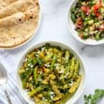 Tindora Sabzi served with Rotis and cucumber salad