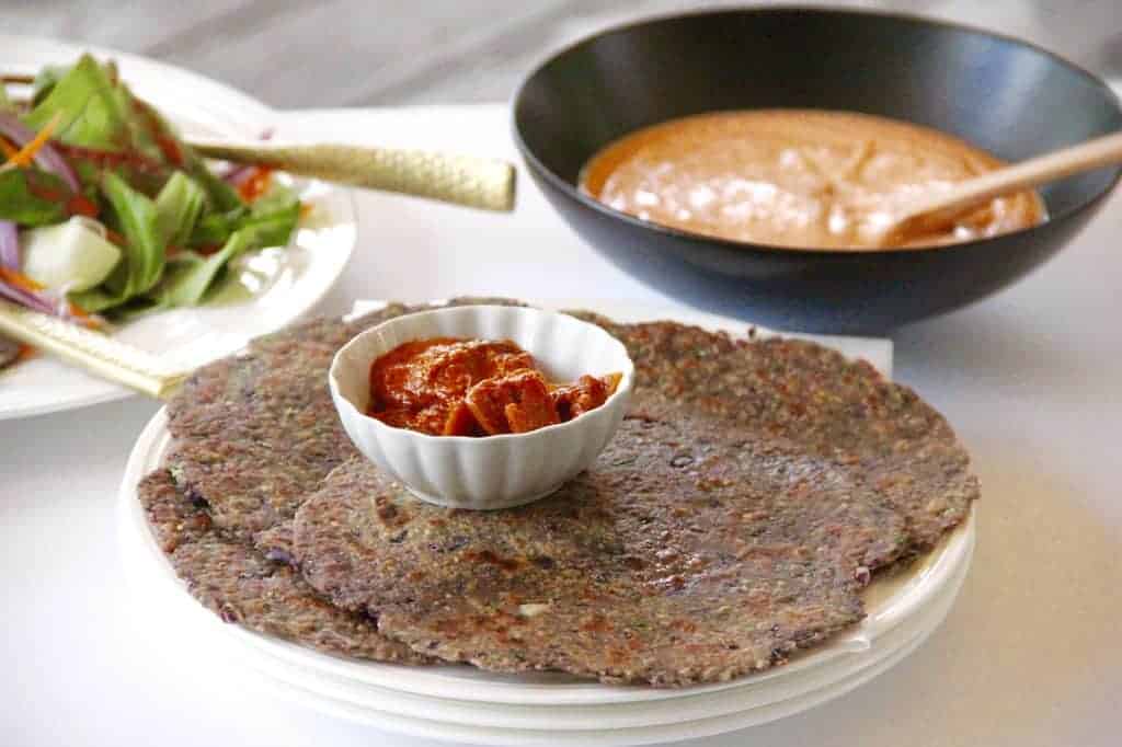 Purple Cabbage Parathas served with pickle