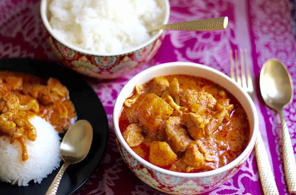 Thai Massaman Curry served with white rice