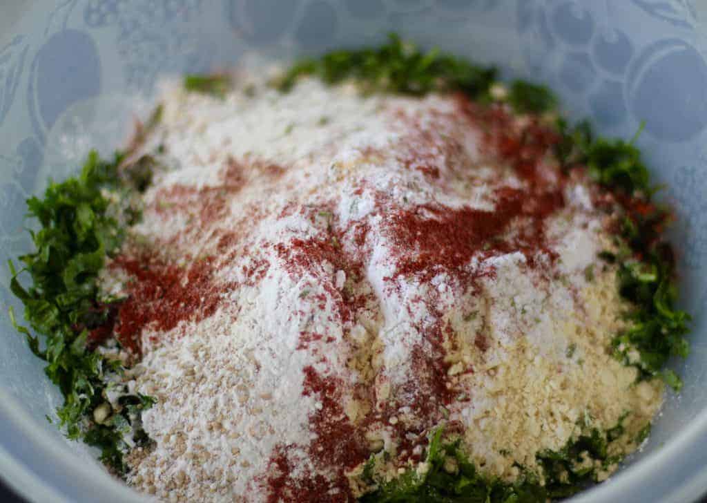 ingredients mixed with cilantro