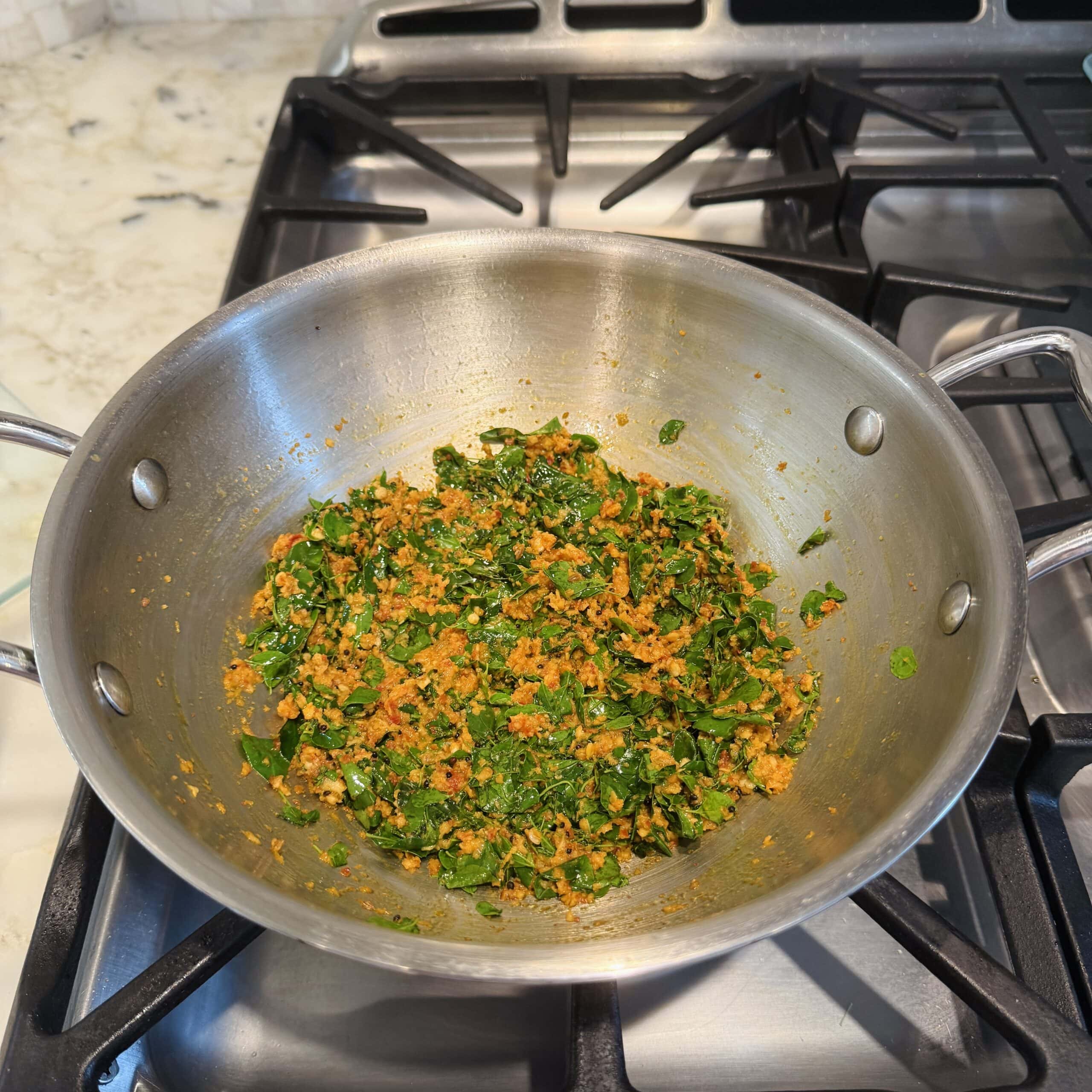 morings leaves sauteed along with coconut and spices 