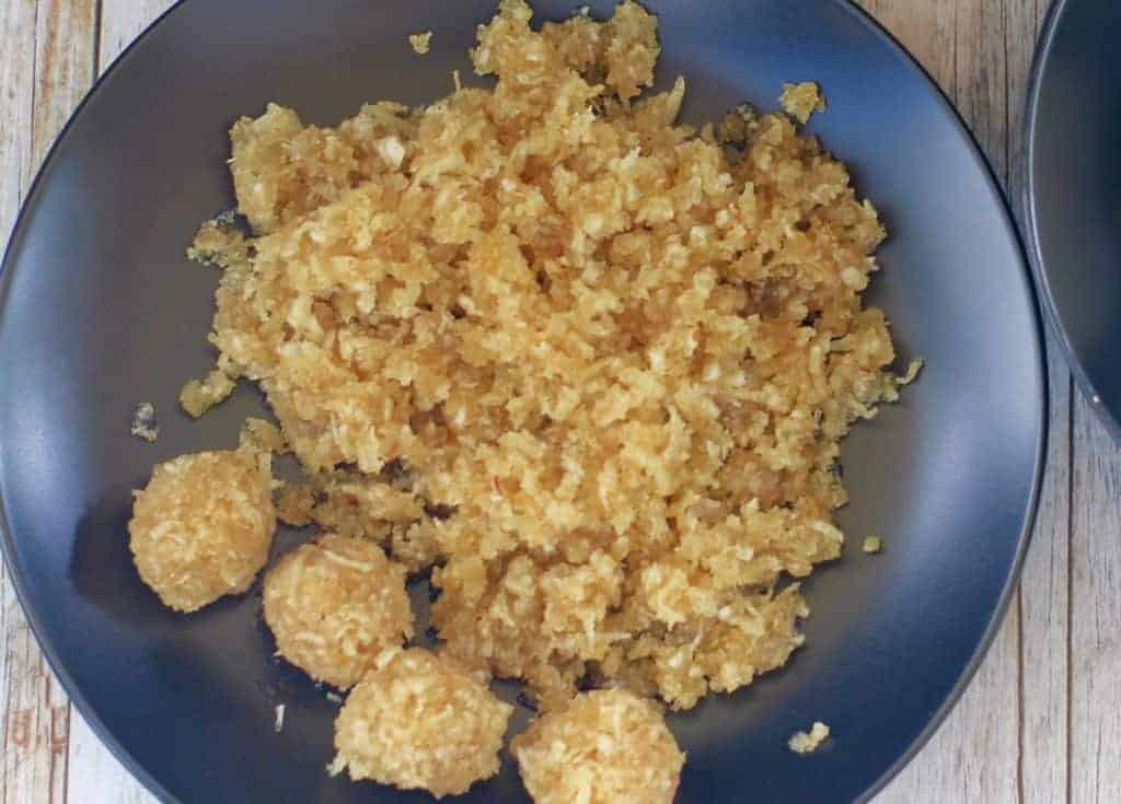 sweet coconut filling in a plate 