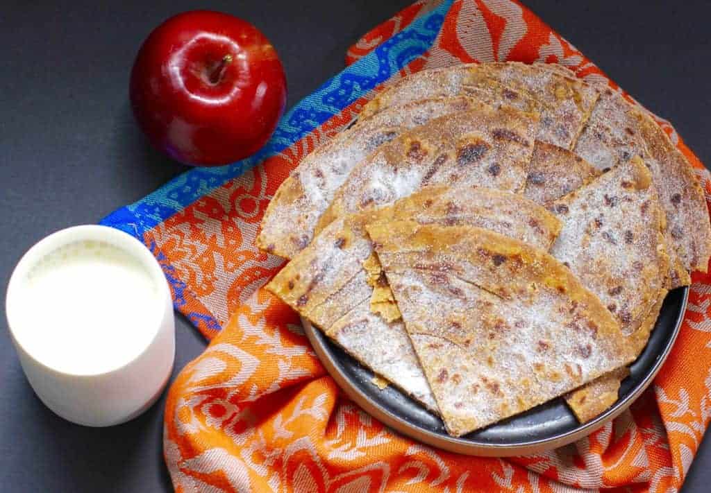 pumpkin parathas served with milk 