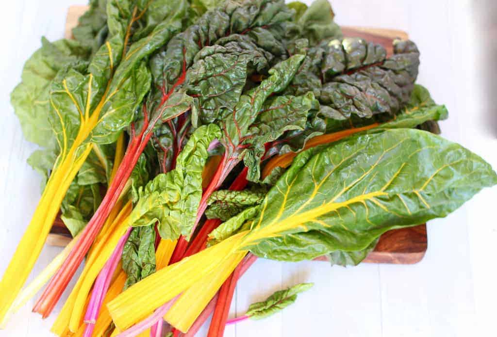 Mix colored Swiss Chard Leaves