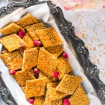 sesame chili in a silver tray