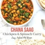 chana saag with rice and naan