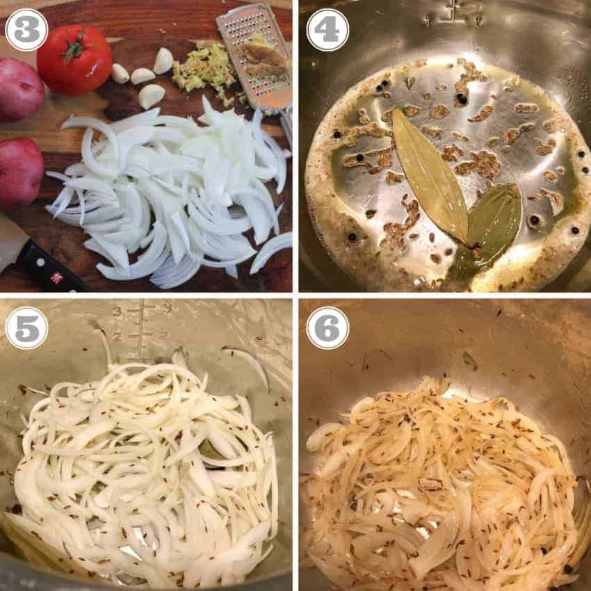 sautéing spices and onions 