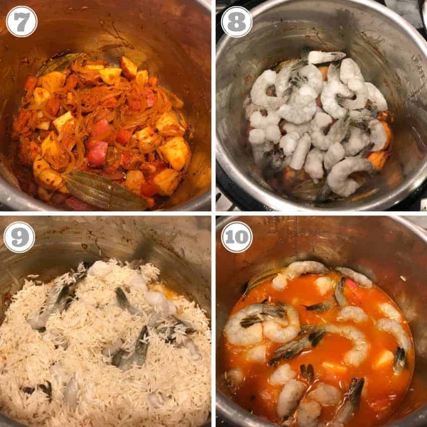 cooking shrimp and rice in the Instant Pot 