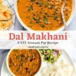 Dal Makhani with naan and rice