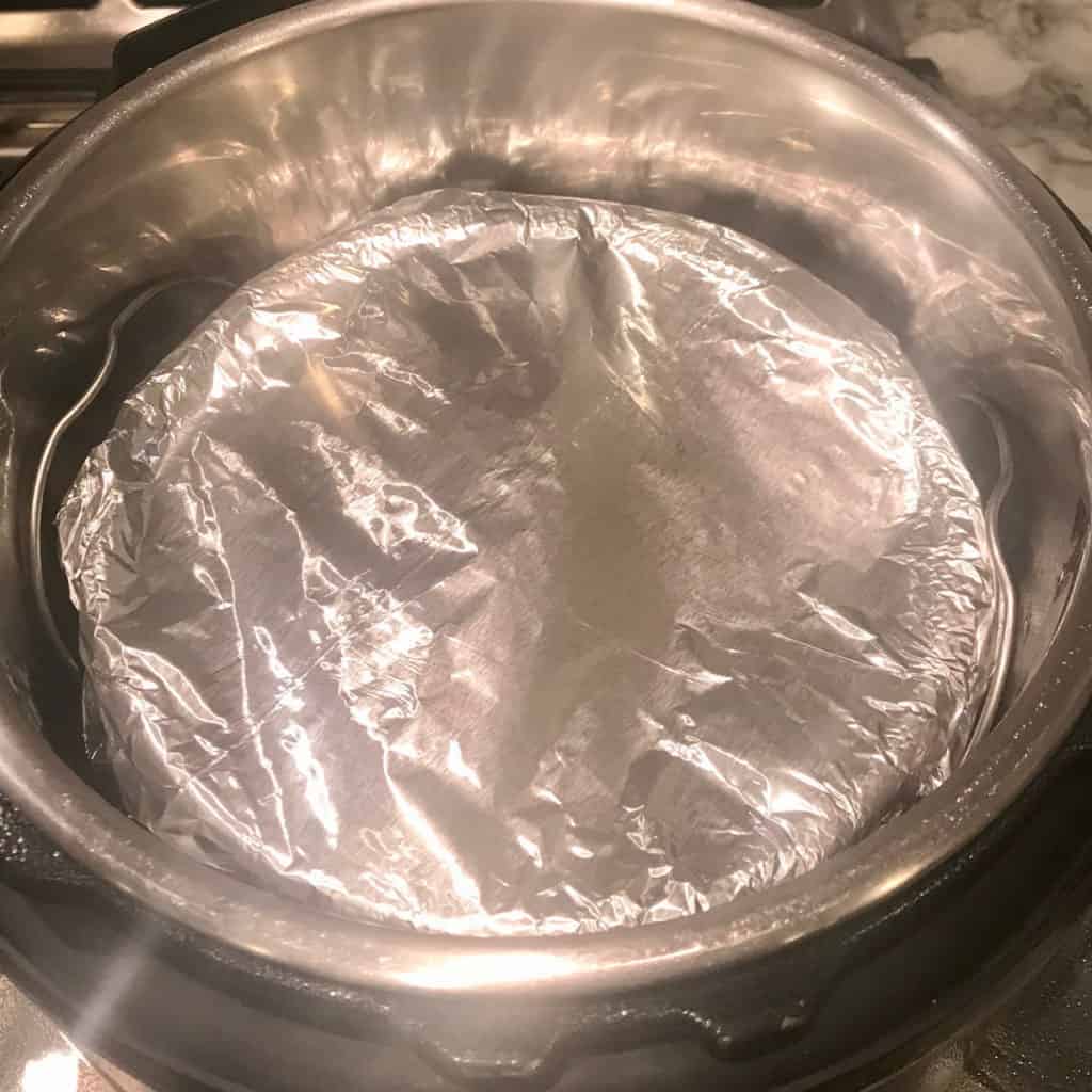 pan covered with foil in the Instant Pot