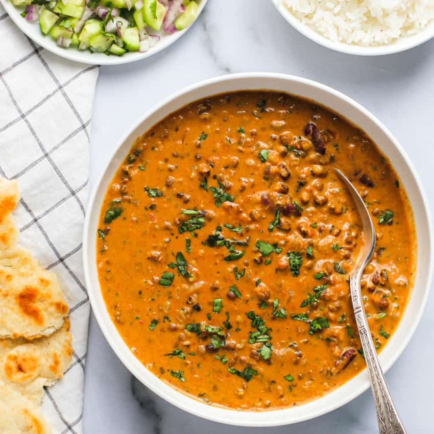 daal makhani in a white bowl 