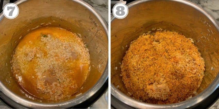 steps seven and eight of making biryani 