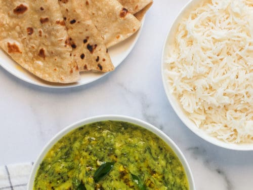 Dill Lentils served with rice and rotis