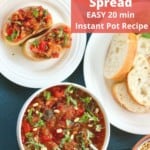 Eggplant Red Pepper Spread served with sliced french baguette