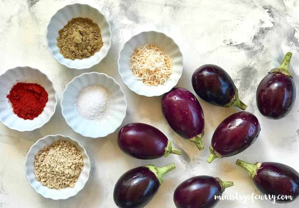 baby Eggplant with ingredients for stuffing