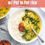 Spinach Dal with rice