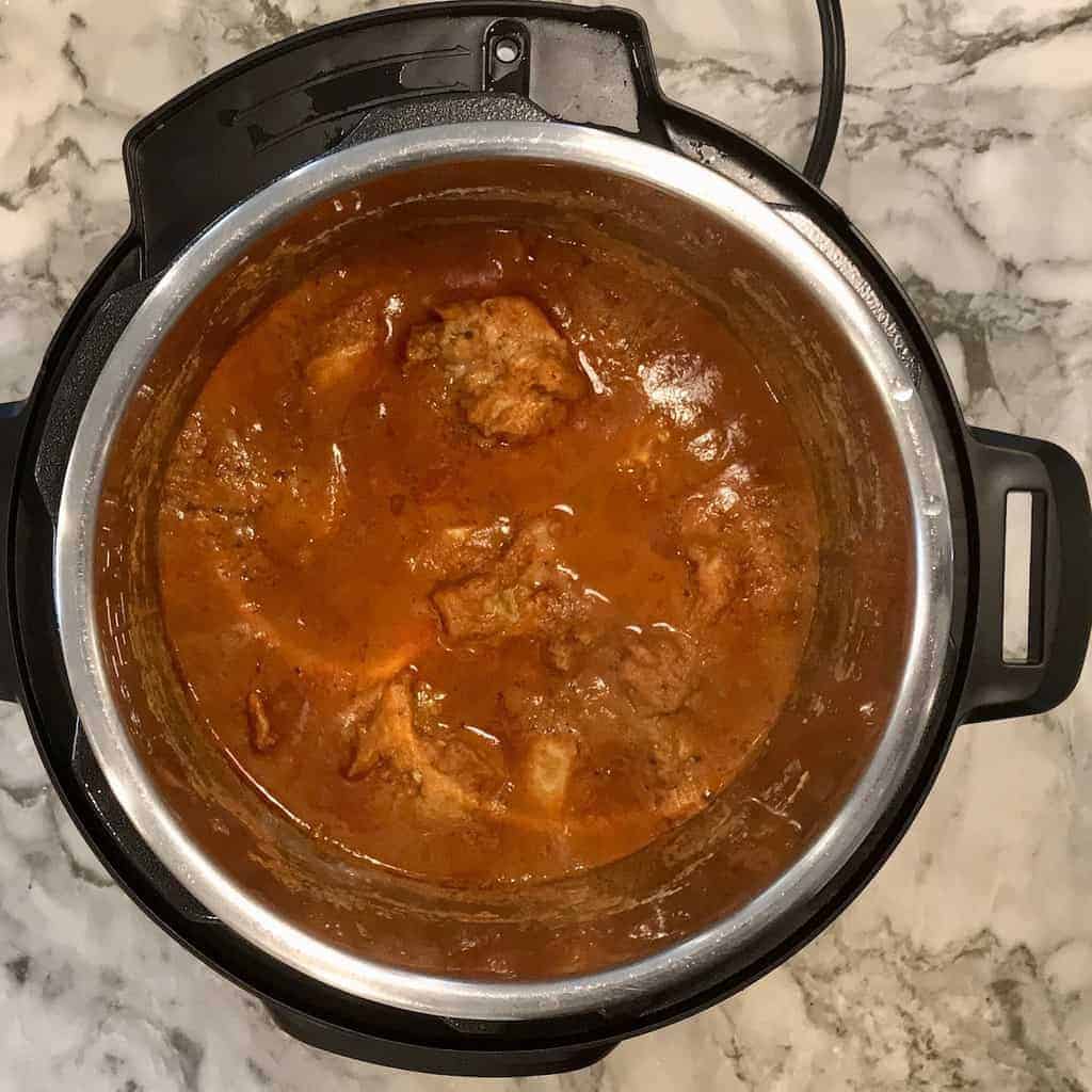 Shahi Chicken Korma and rice in the instant pot 