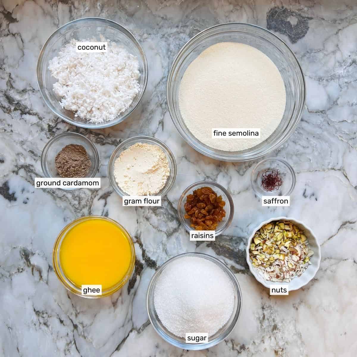 ingredients to make rava laddu