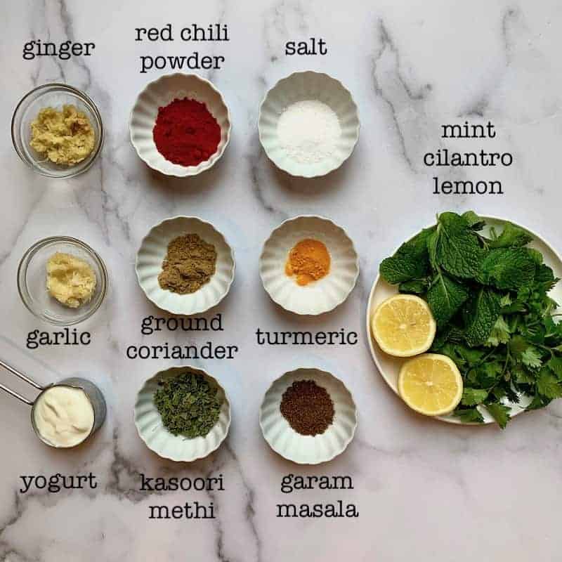 Spices and herbs for marinating fish 