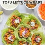 Tofu lettuce wraps served in a platter