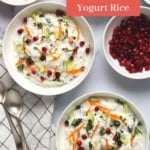south indian yogurt rice served in 2 bowls