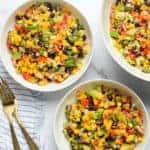 Fiesta Quinoa Salad in 3 bowls