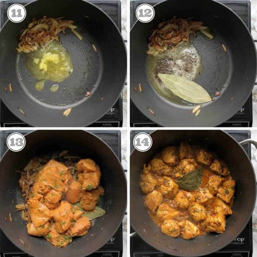 cooking marinated chicken in a non stick pot 