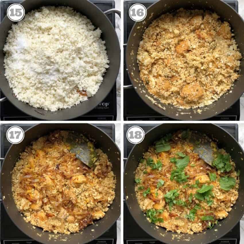 cooking cauliflower rice with chicken