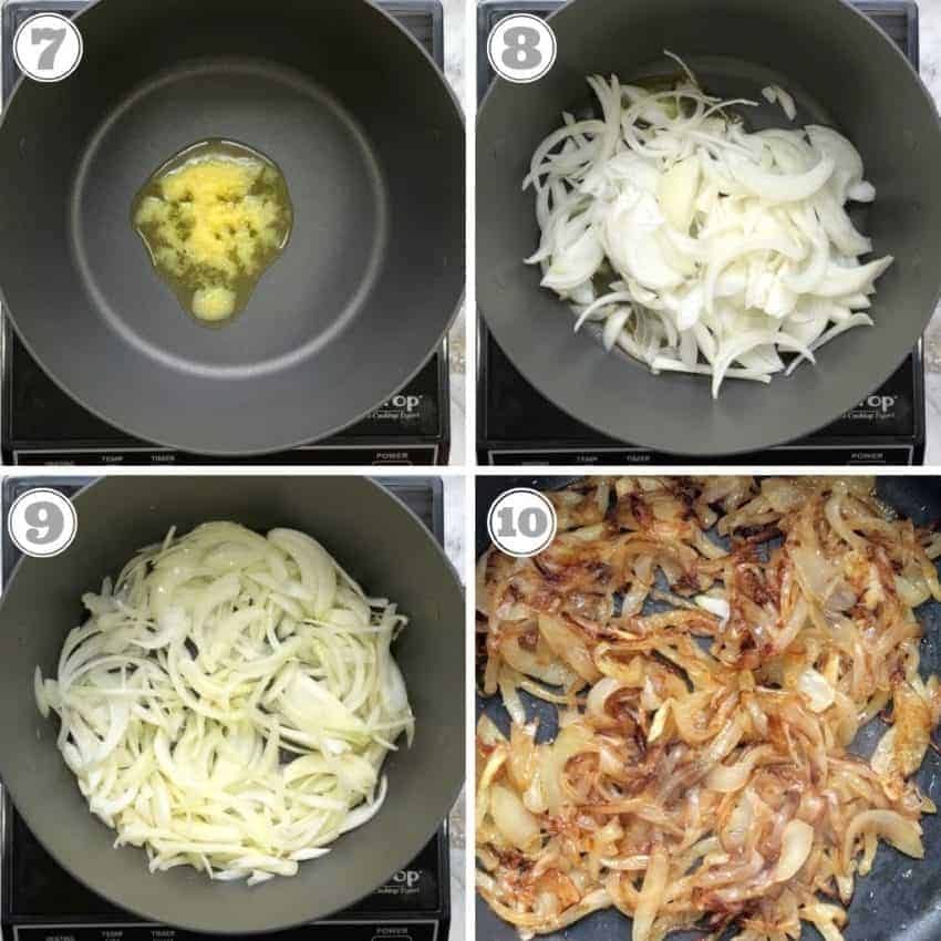 sauteeing onions in ghee 