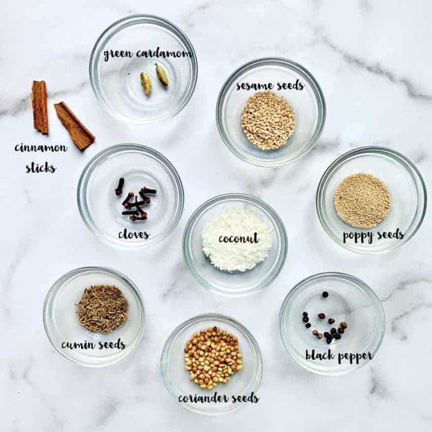 goda masala spices in bowls