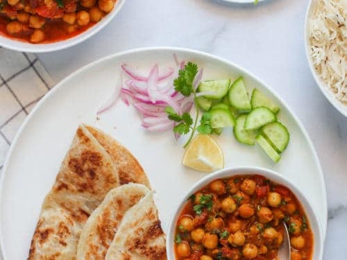 Chana Masala served with parathas
