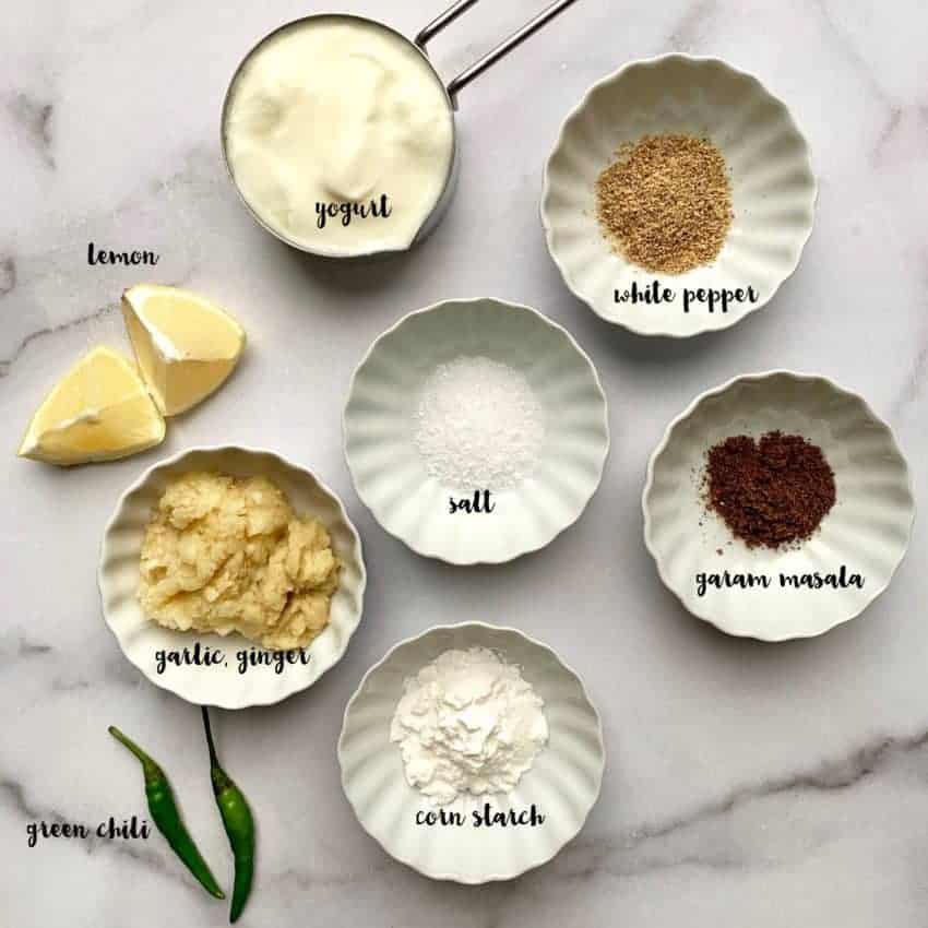 Ingredients for making Chicken Tikka Kebab