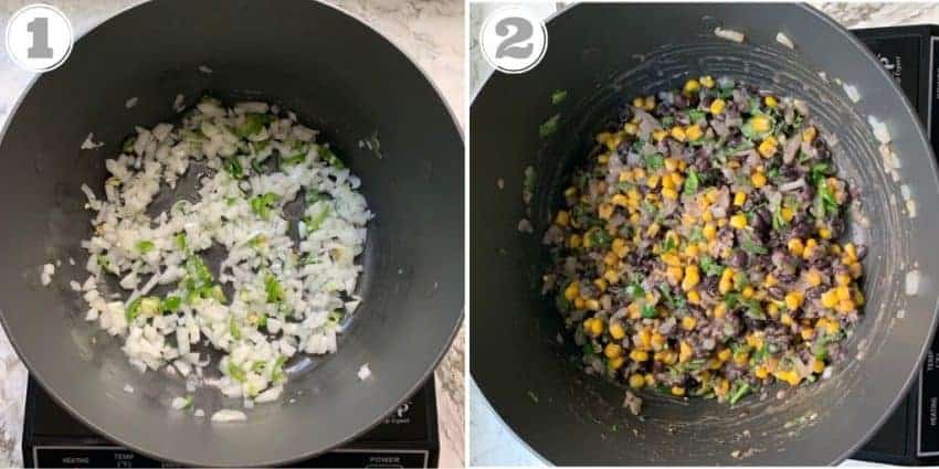 black bean and corn quesadilla filling