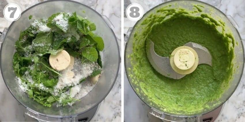 photos showing how to make mint cilantro chutney
