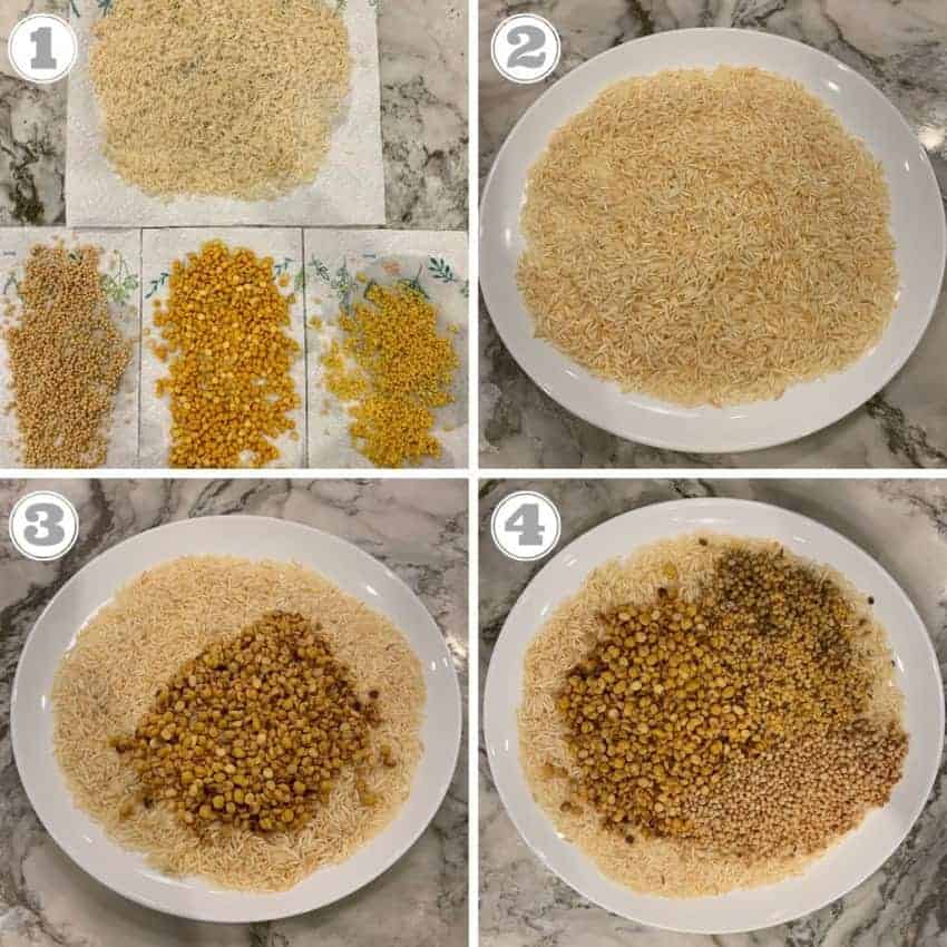rice and lentils washed and roasted 