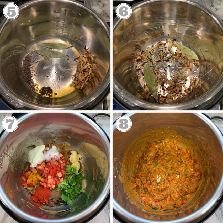 photos showing how to make the masala for egg biryani