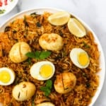 Egg Biryani served in a platter