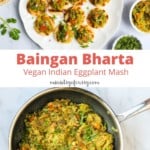 Baingan Bharta in a pan and served as appetizer