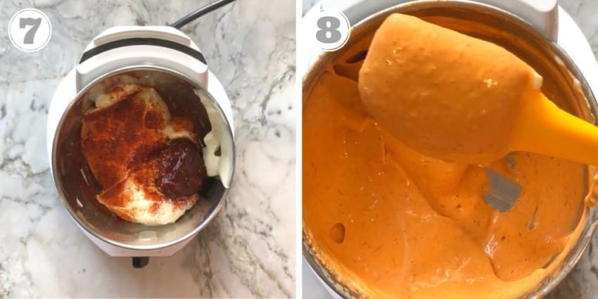 steps seven and eight showing how to make homemade chipotle mayo 