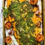 baked salmon with green chutney