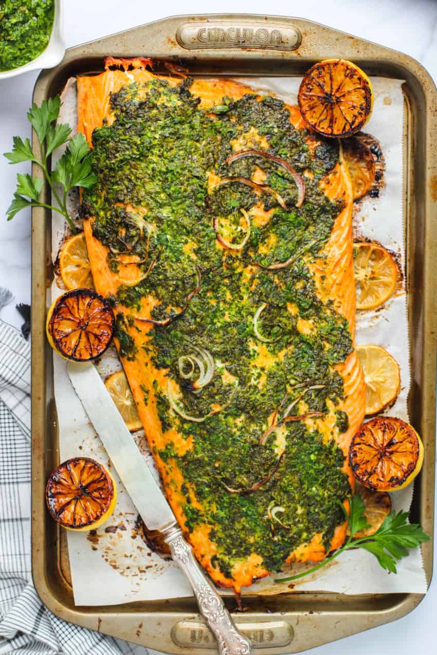 Baked Salmon on a tray