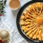 cinnamon sugar khari in a platter with tea cup on the side